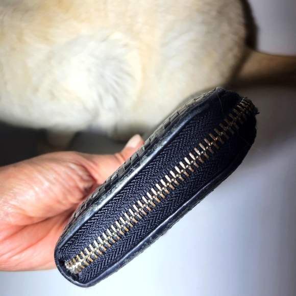 ❤️ 3 for $35 Coach leather woven long zip around large wallet black gray silver - Picture 6 of 11